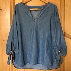 MICHAEL Michael Kors Tie Sleeve Split Neck Blouse